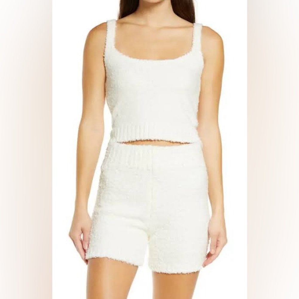 SKIMS Cozy Lounge Cream Knit Pajama Set XXS/XS